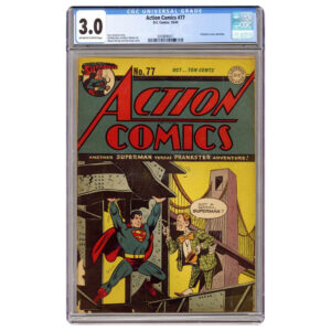 Action Comics 'another Superman versus Prankster adventure!' #77 DC Comics October 1944 (CGC Universal Grade 3.0)