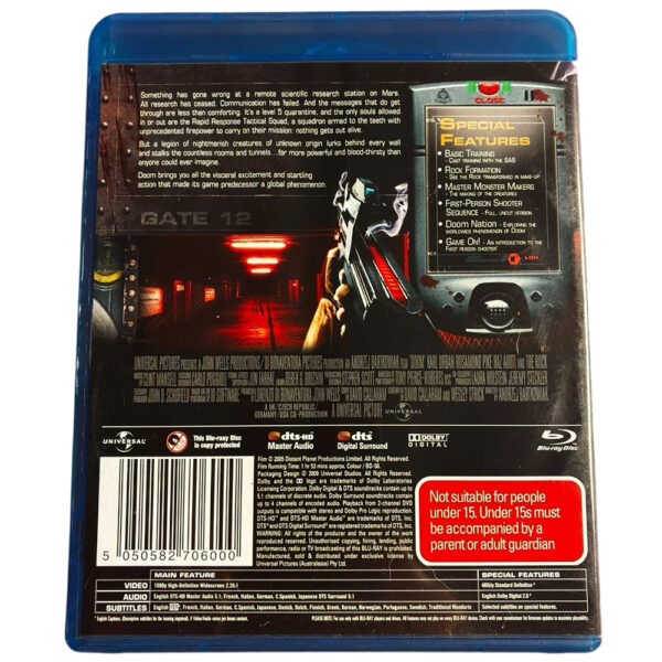 Doom (starring The Rock) Blu-Ray Disc 5:1 DTS HD (ex-Display Stock) Rated MA15+ - Image 2