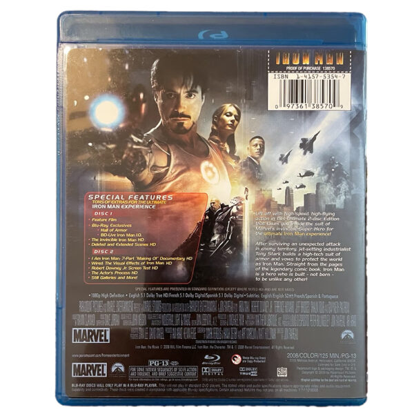 Iron Man (starring Robert Downey Jr) Ultimate 2-Disc Blu-Ray Edition 5:1 DTS HD (ex-Display Stock) Rated M - Image 2