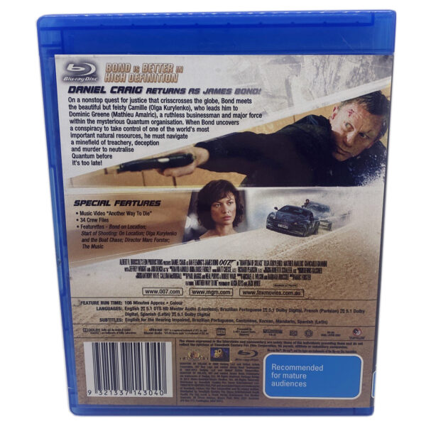 Quantum of Solace (starring Daniel Craig as James Bond) Blu-Ray Disc 5:1 DTS HD Edition (ex-Display Stock) Rated M - Image 2