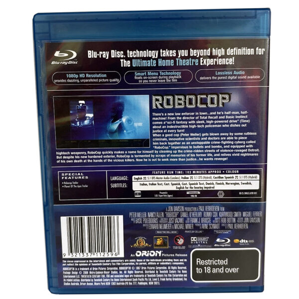 RoboCop (starring Peter Weller) Blu-Ray 5:1 DTS HD Edition (Brand New) Rated R - Image 2