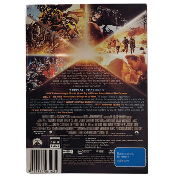 Transformers: Revenge of the Fallen Multi-Disc Blu-Ray 5:1 DTS HD Special Edition (ex-Display Stock) Rated M - Image 3