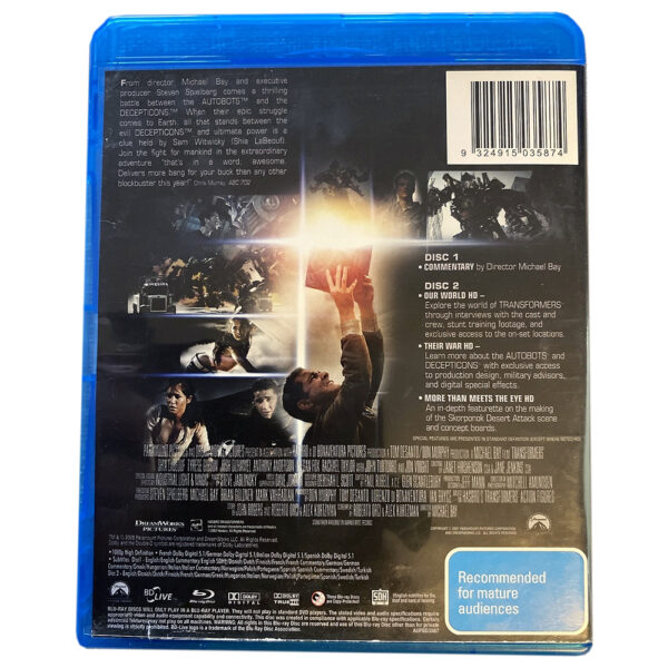 Transformers Two-Disc Special Edition Blu-Ray 5:1 DTS HD (ex-Display Stock) Rated M - Image 3