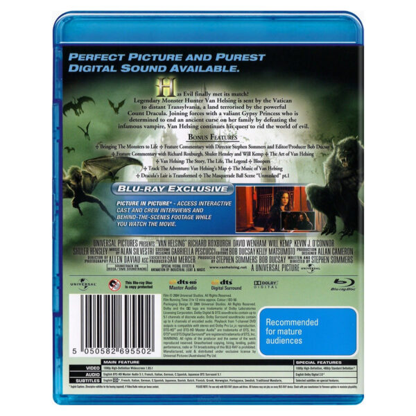 Van Helsing (starring Hugh Jackman) Blu-Ray Disc 5:1 DTS HD Edition (ex-Display Stock) Rated M - Image 2