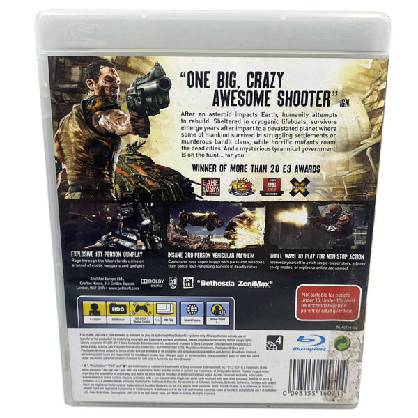 PS3 RAGE PlayStation 3 Blu-ray Disc and Manual id Software Bethesda 2011 - Image 4