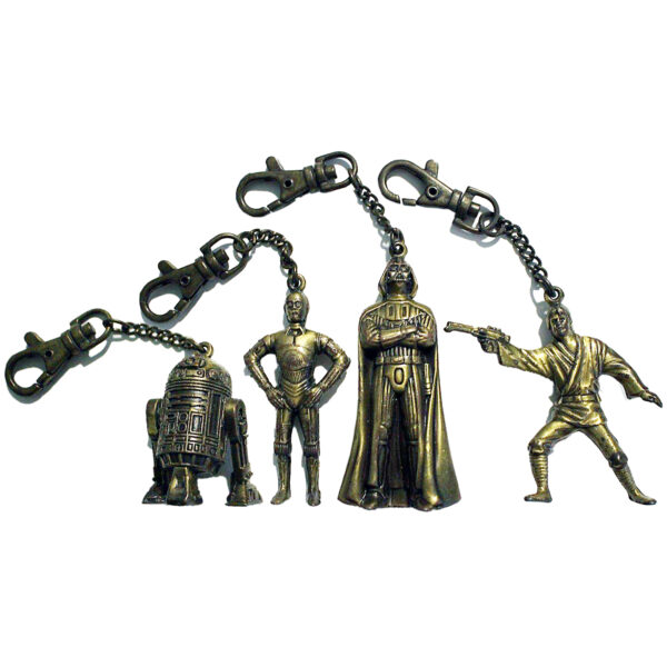 Star Wars Brass Keychain Four Figurine Set: R2 D2, Darth Vader, C-3PO, and Luke Skywalker 1996 Placo Toys (Brand New) - Image 5