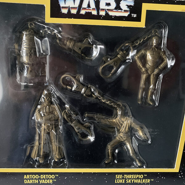 Star Wars Brass Keychain Four Figurine Set: R2 D2, Darth Vader, C-3PO, and Luke Skywalker 1996 Placo Toys (Brand New) - Image 4