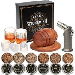 Whiskey Smoker Kit Combojoy with Torch, Flavoured Wood Chips, Glasses and Ice Ball Molds (Brand New in Gift Box)